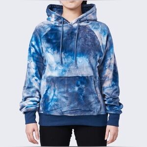 Spark Paws Velvet Human Hoodie in Sapphire Blue Tie-Dye Unisex Size Small NEW